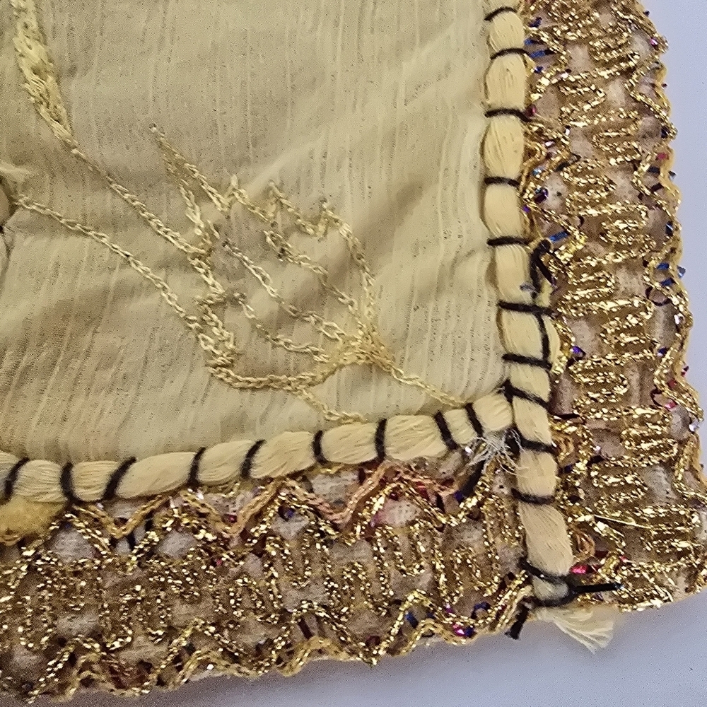 Boho India Patchwork Tote Bag Yellow Embroidered Beaded Handmade - Picture 12 of 12